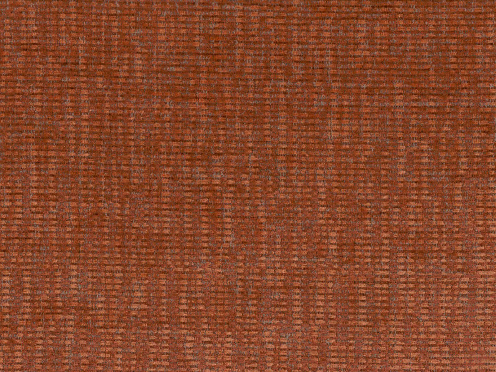 Burnt terracotta chenille with mottled brown crossweave and fine ridged texture