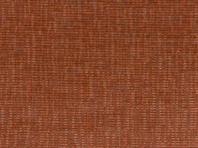 Burnt terracotta chenille with mottled brown crossweave and fine ridged texture