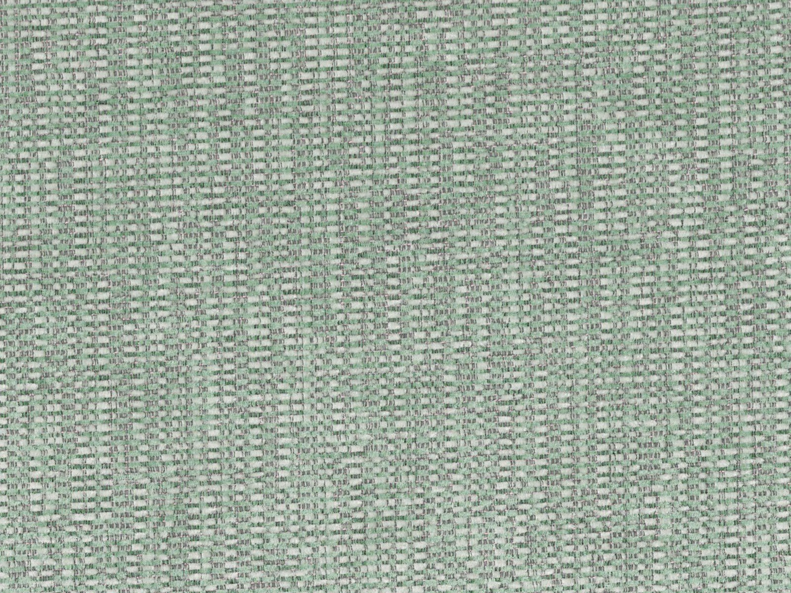 Close-up of muted sage chenille with pale grey flecks and irregular woven texture