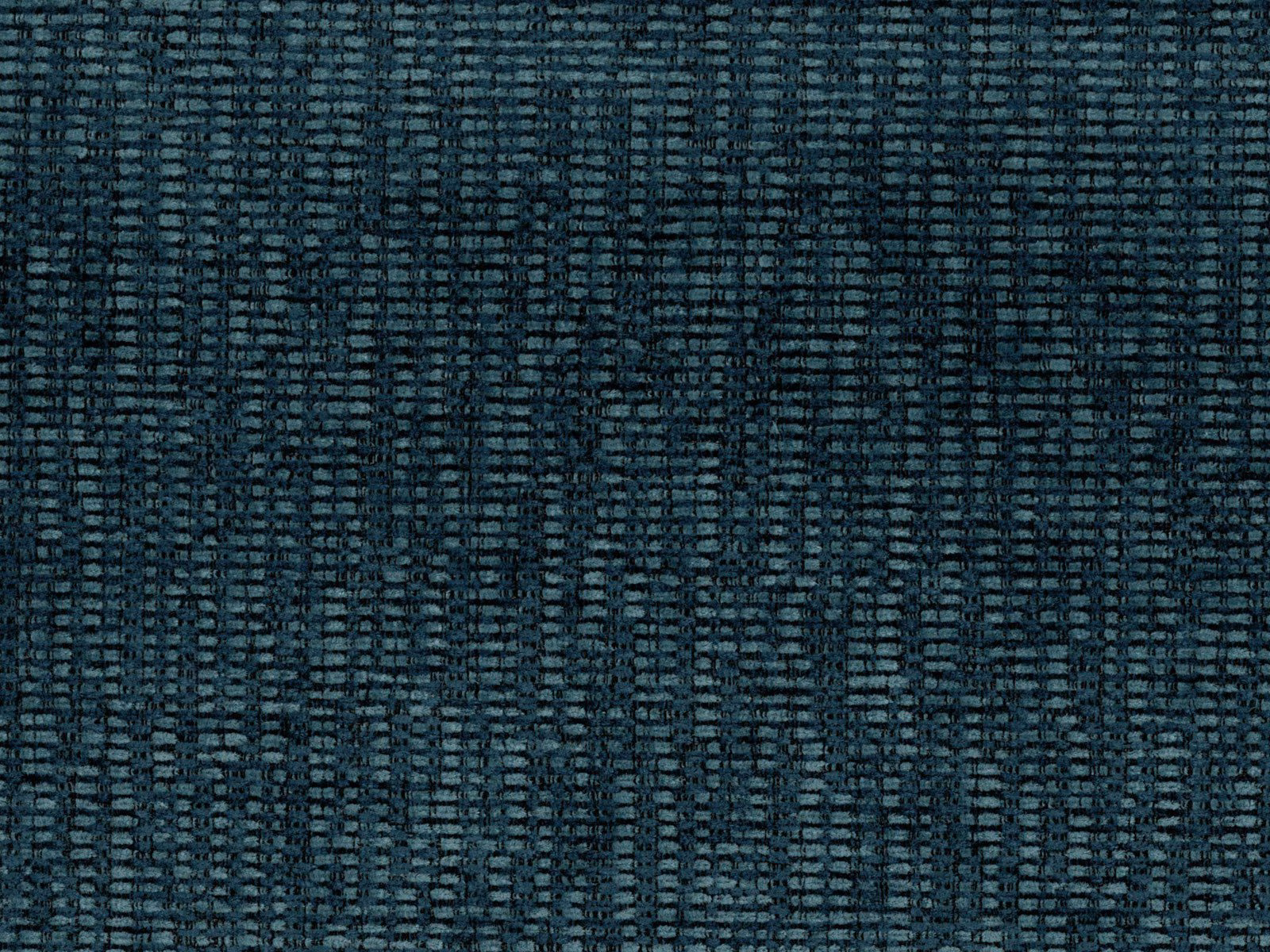 Close-up of deep blue-teal chenille with a dark irregular woven grid texture