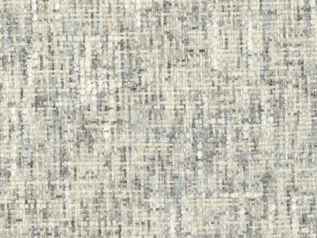 Pale greige chenille with ivory, blue-grey and charcoal vertical flecks