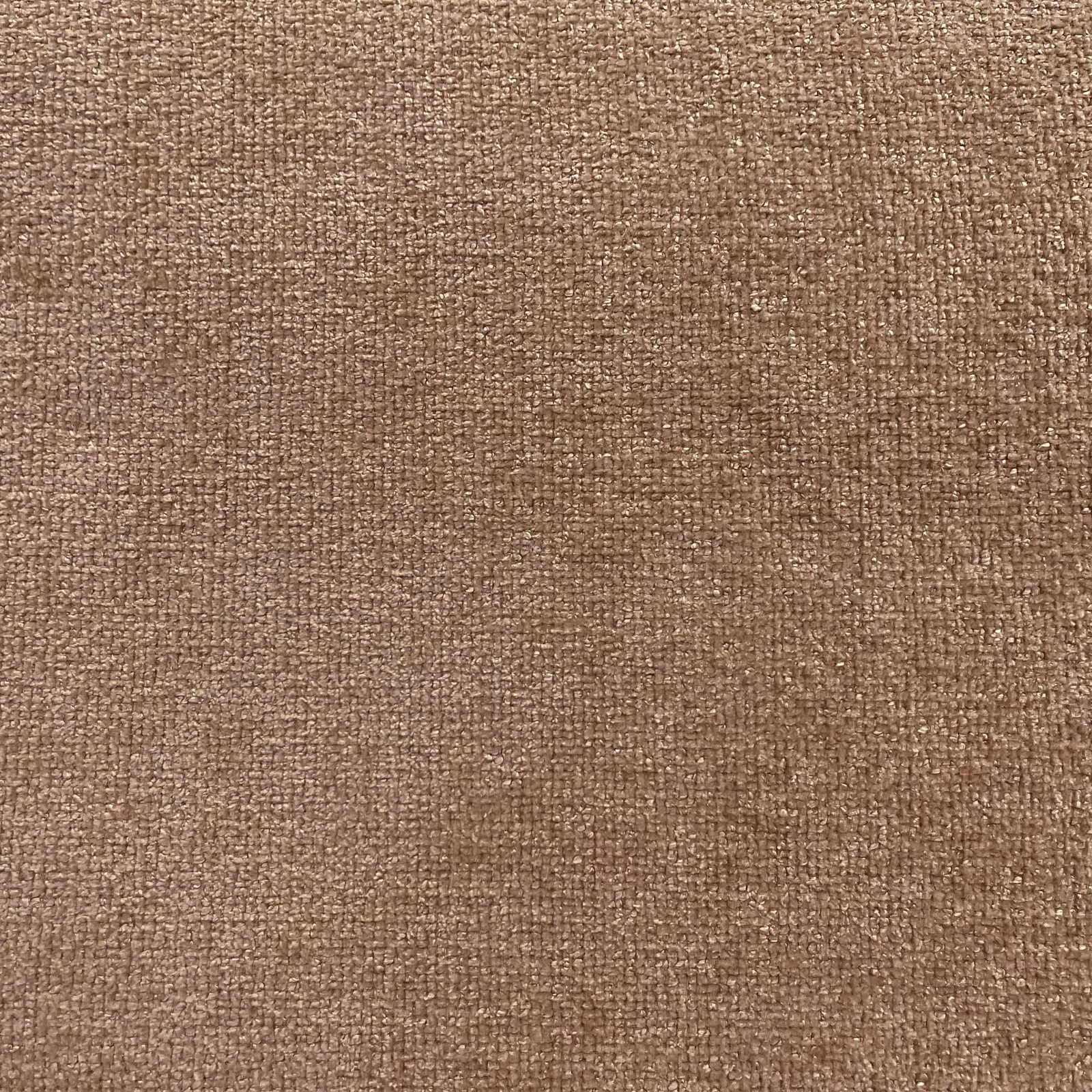 Close view of warm taupe chenille with a softly flecked woven surface