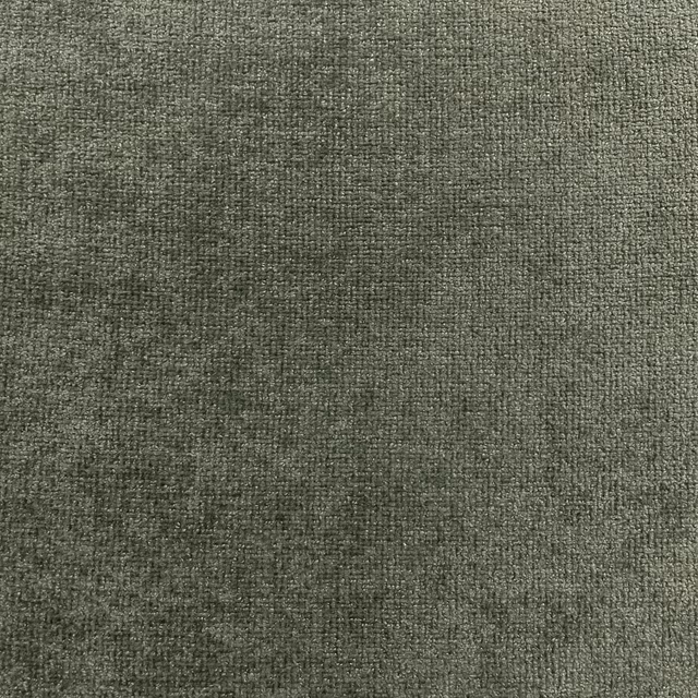 Muted olive-grey chenille with fine mottled weave and charcoal tonal texture