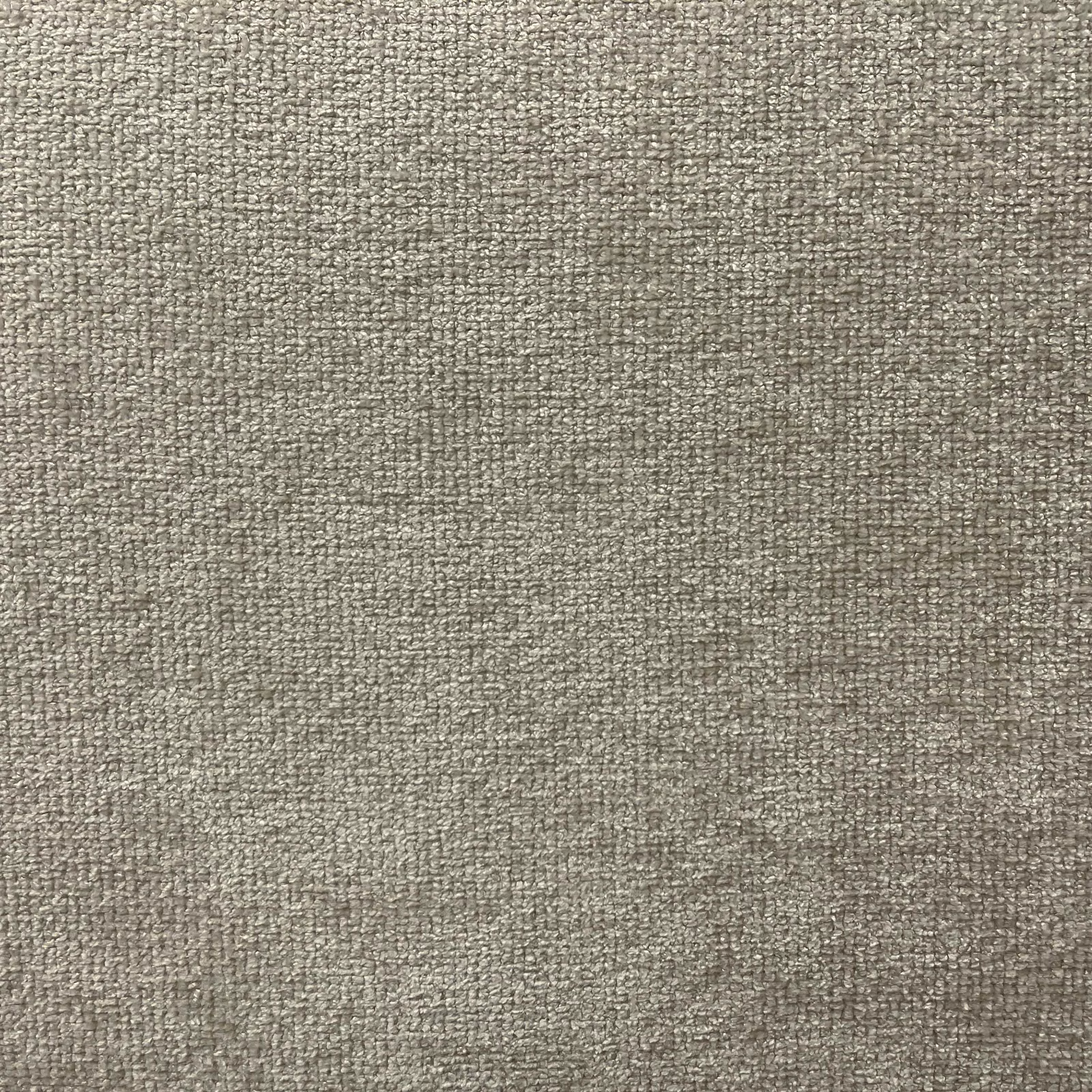 Warm taupe-grey chenille with a softly flecked, nubby woven texture