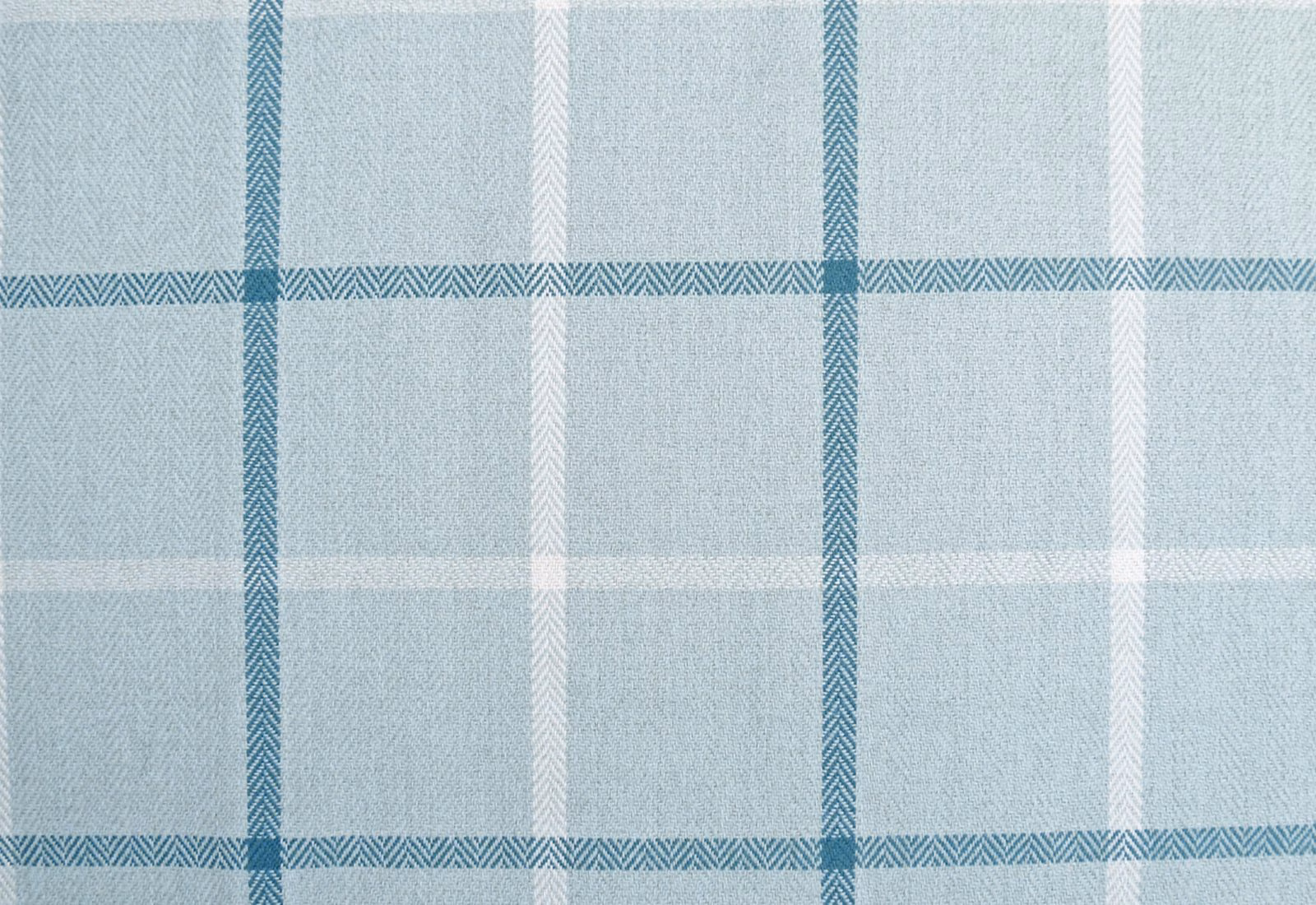 Pale blue teal chenille with large check and fine herringbone stripe detail