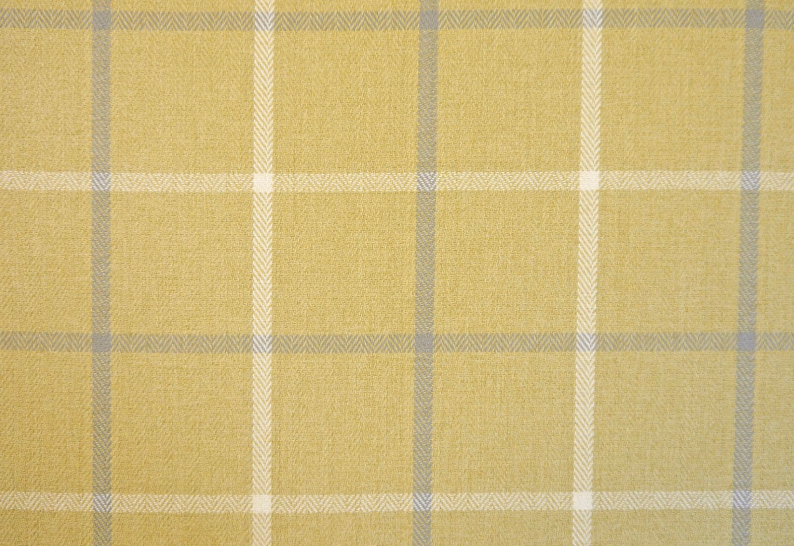 Muted ochre chenille check with cream and grey intersecting stripes