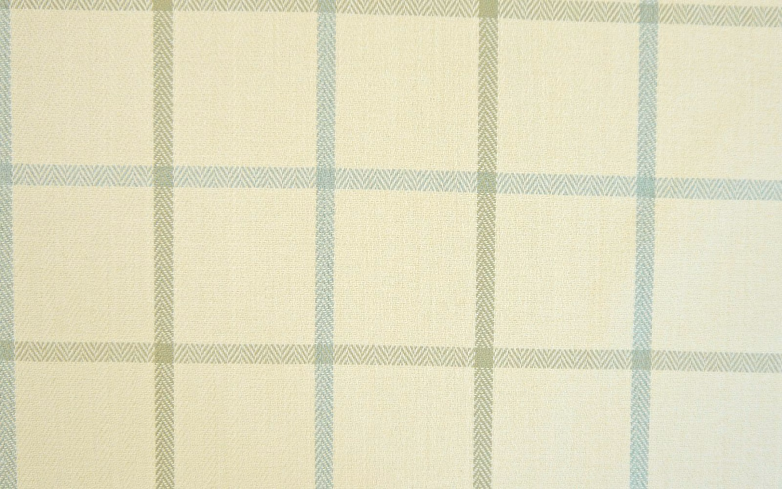 Pale cream chenille check with muted sage and blue-grey woven lines