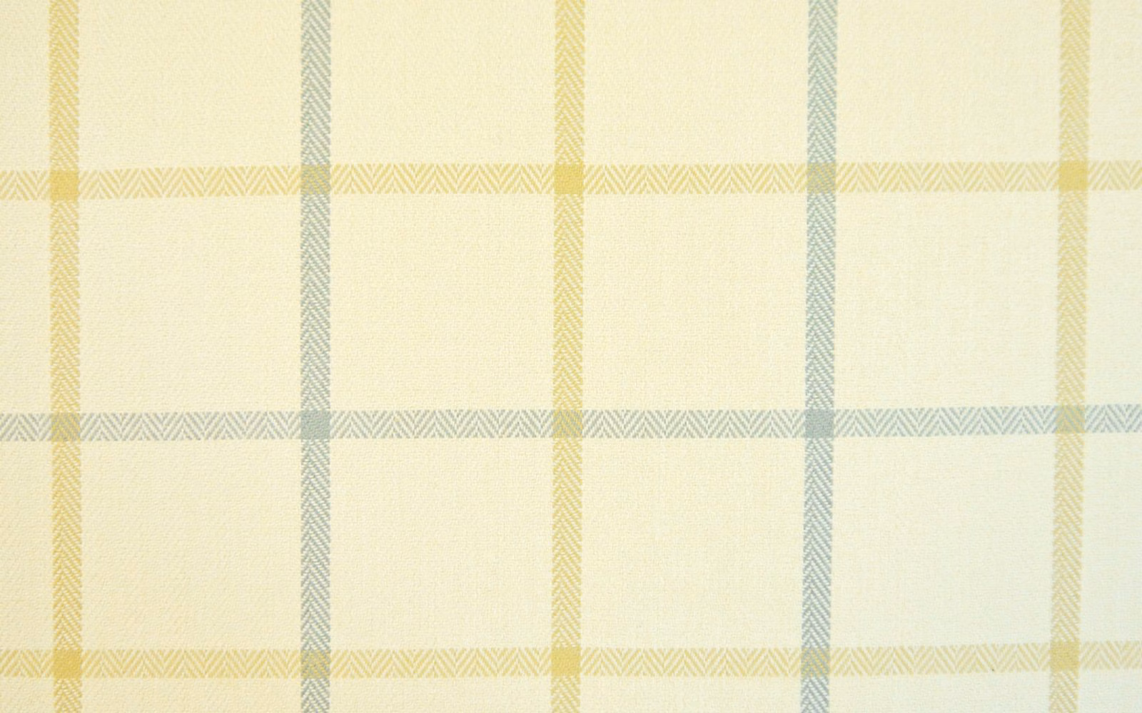 Pale cream chenille with lemon-yellow and blue-grey windowpane checks