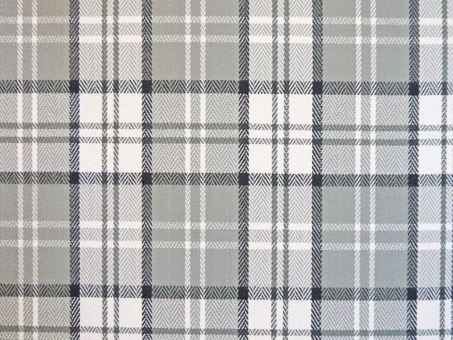 Soft grey chenille plaid with charcoal and pale woven lines