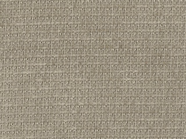 Close-up of greige taupe chenille with fine horizontal ribs and softly flecked yarns