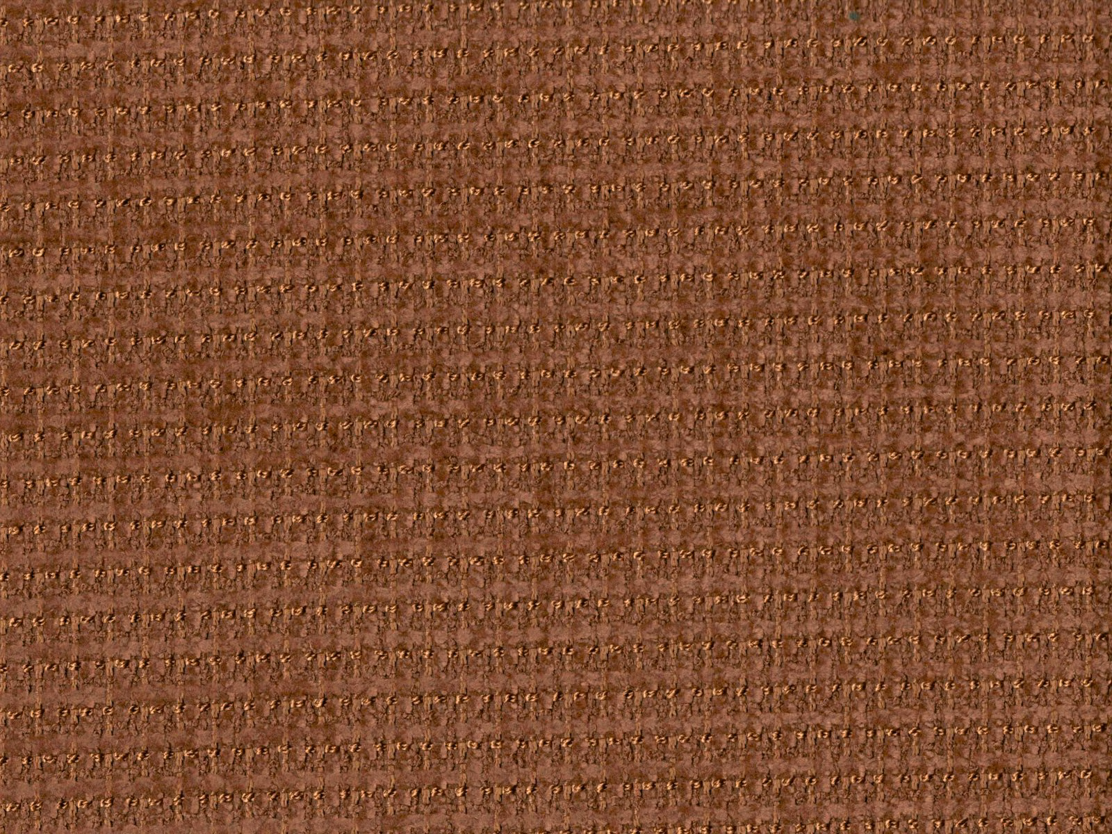 Warm russet-brown chenille with fine horizontal rows and subtle flecked texture