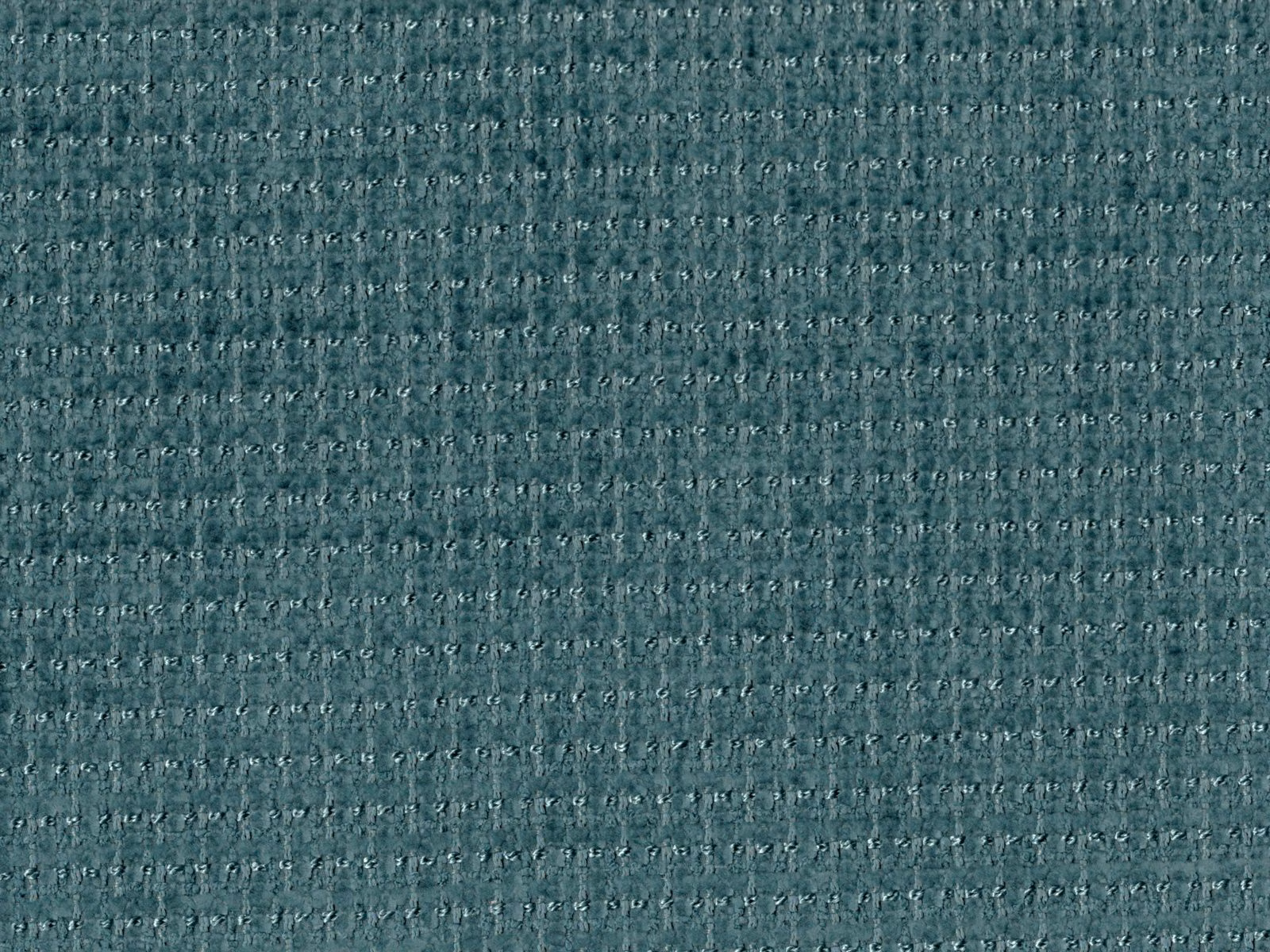 Close-up of deep teal chenille with softly irregular horizontal woven texture
