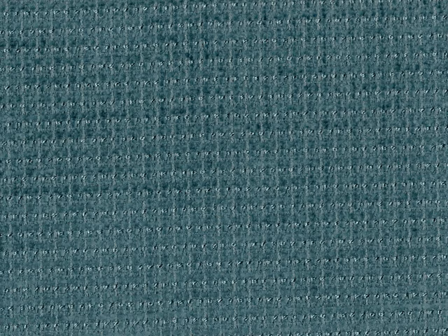 Close-up of deep teal chenille with softly irregular horizontal woven texture