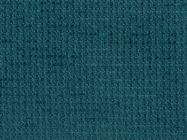 Deep teal chenille swatch with irregular horizontal ridges and softly nubby texture