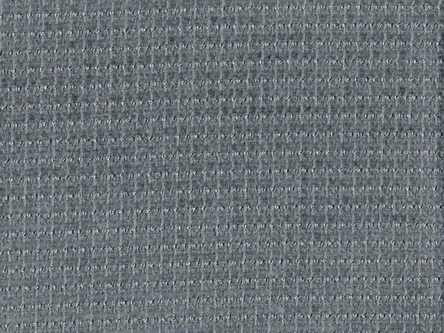 Muted blue-grey chenille with fine horizontal ribs and softly flecked texture