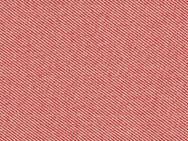 Crimson red and ivory diagonal flat-weave upholstery fabric with fine textured surface
