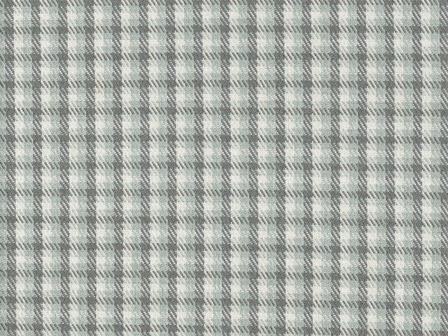 Cool sage-grey chenille with a small cream-and-grey checked weave