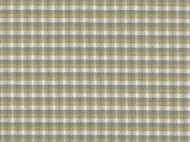 Beige chenille upholstery with cream and blue-grey woven check pattern