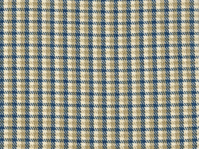 Cream and navy small-scale chenille check with a softly textured woven surface
