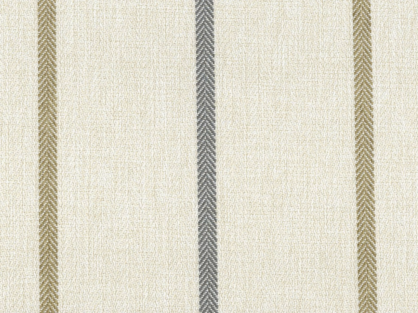 Warm cream chenille with narrow muted olive-grey vertical chevron stripes