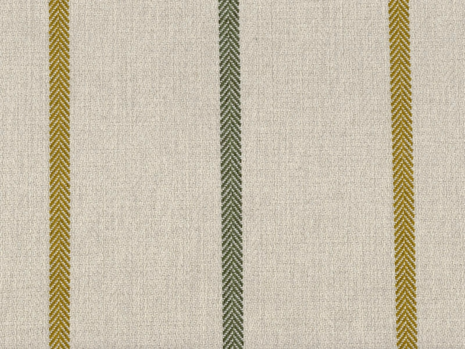 Ivory chenille with vertical olive and mustard woven stripes