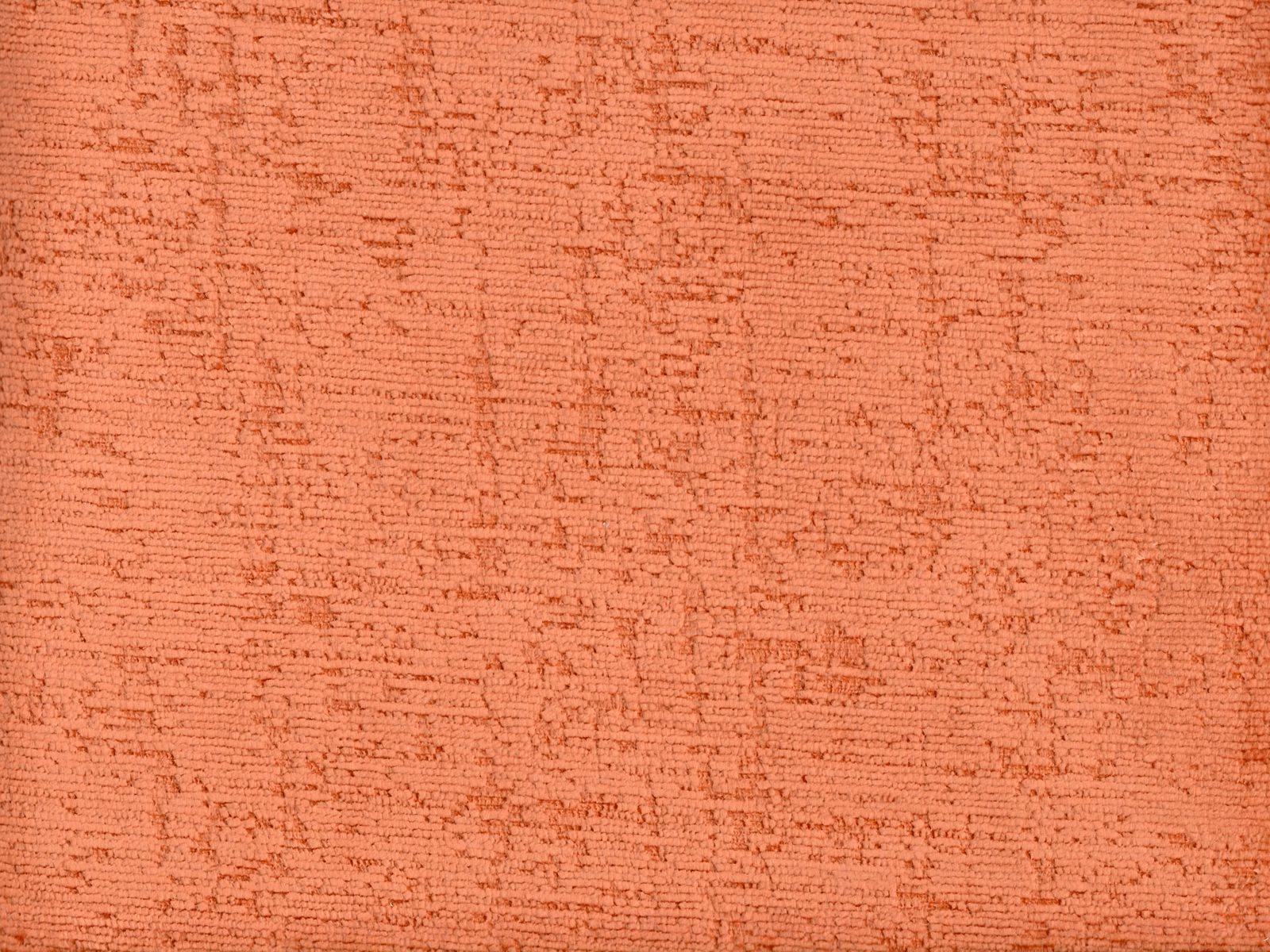 Warm coral terracotta chenille with irregular horizontal slub texture