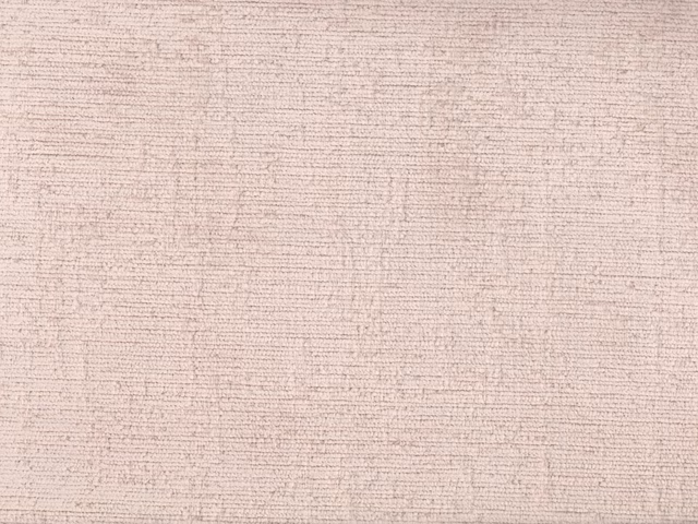 Pale blush pink chenille with fine horizontal ridges and softly mottled texture