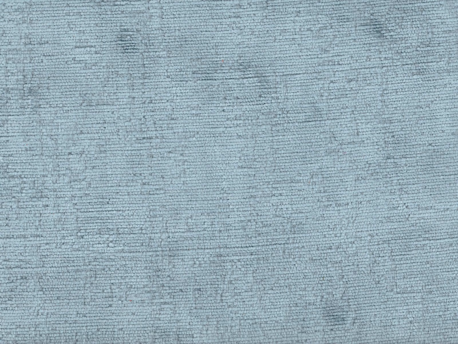 Muted blue-grey chenille with fine horizontal slubs and softly mottled texture