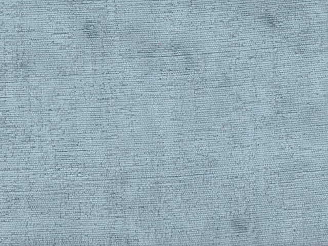 Muted blue-grey chenille with fine horizontal slubs and softly mottled texture
