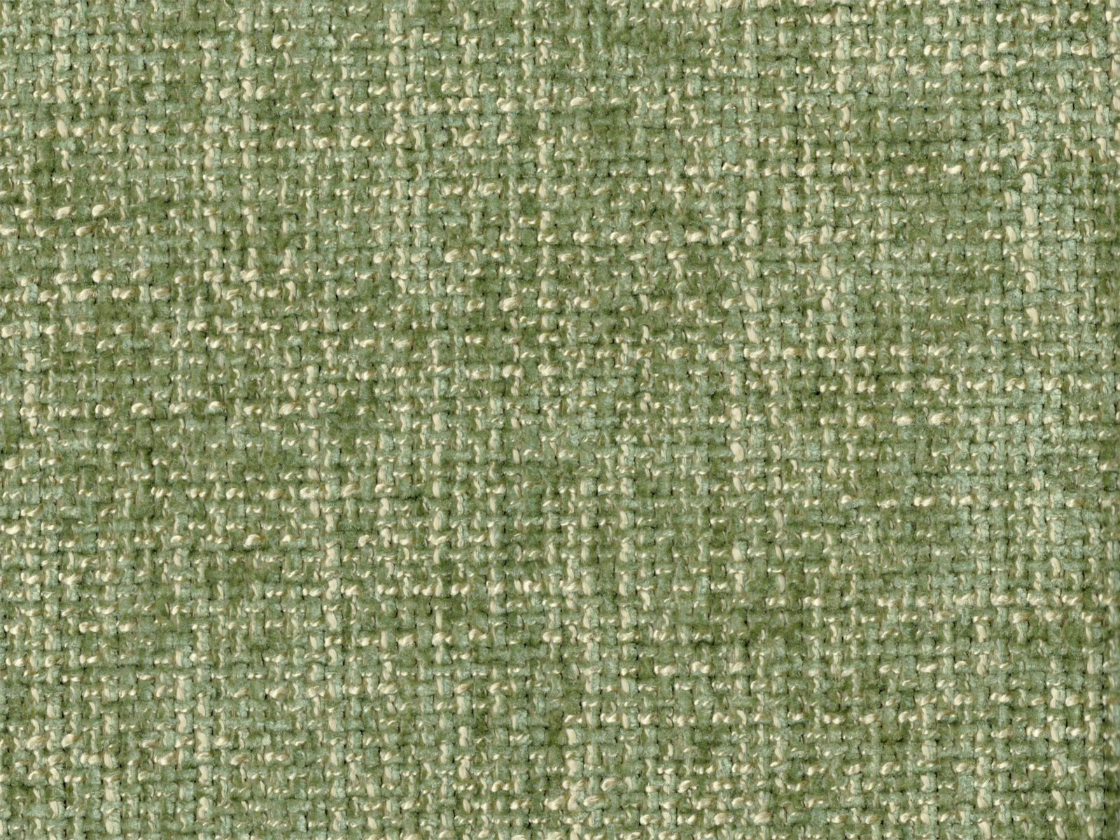 Muted sage green chenille with pale flecks and a tactile nubby weave