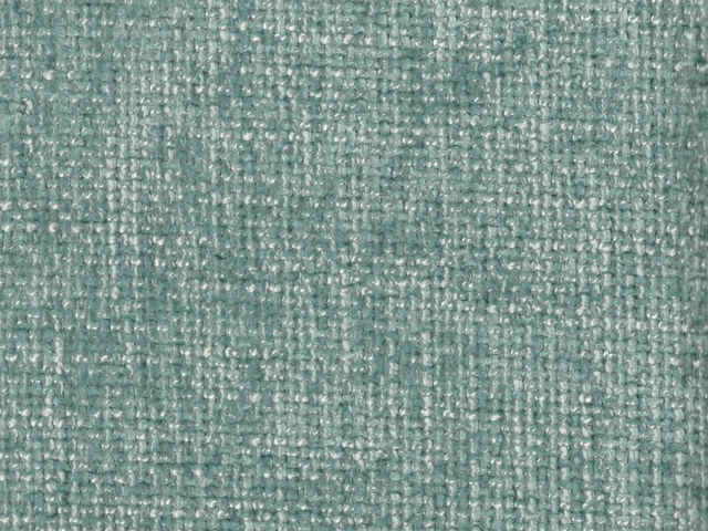 Close-up of muted blue-green chenille with a nubby, softly flecked woven surface