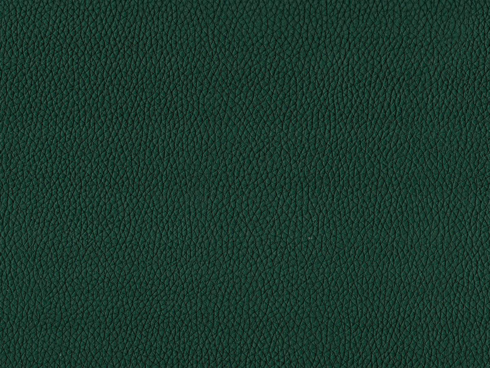 Deep forest-green faux leather with a fine pebbled grain and subtle sheen