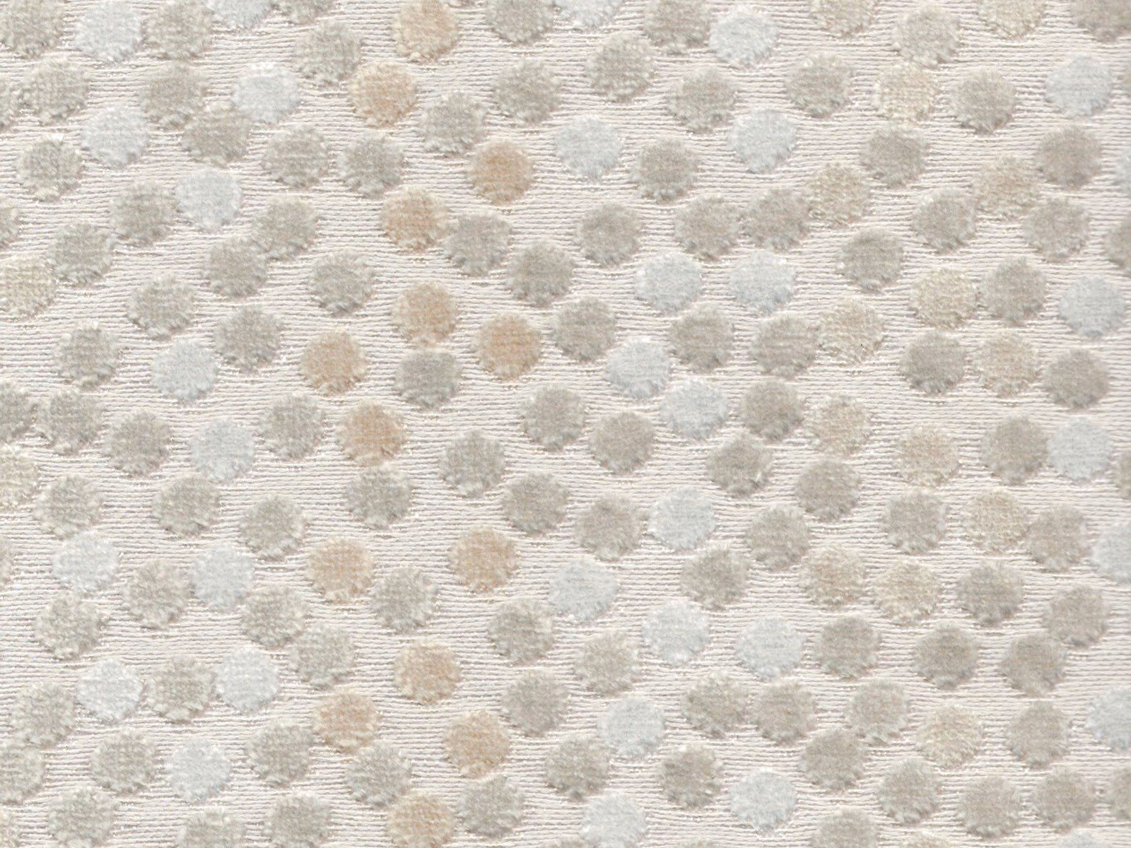 Pale cream velvet with scattered taupe, grey and blue-grey textured spots