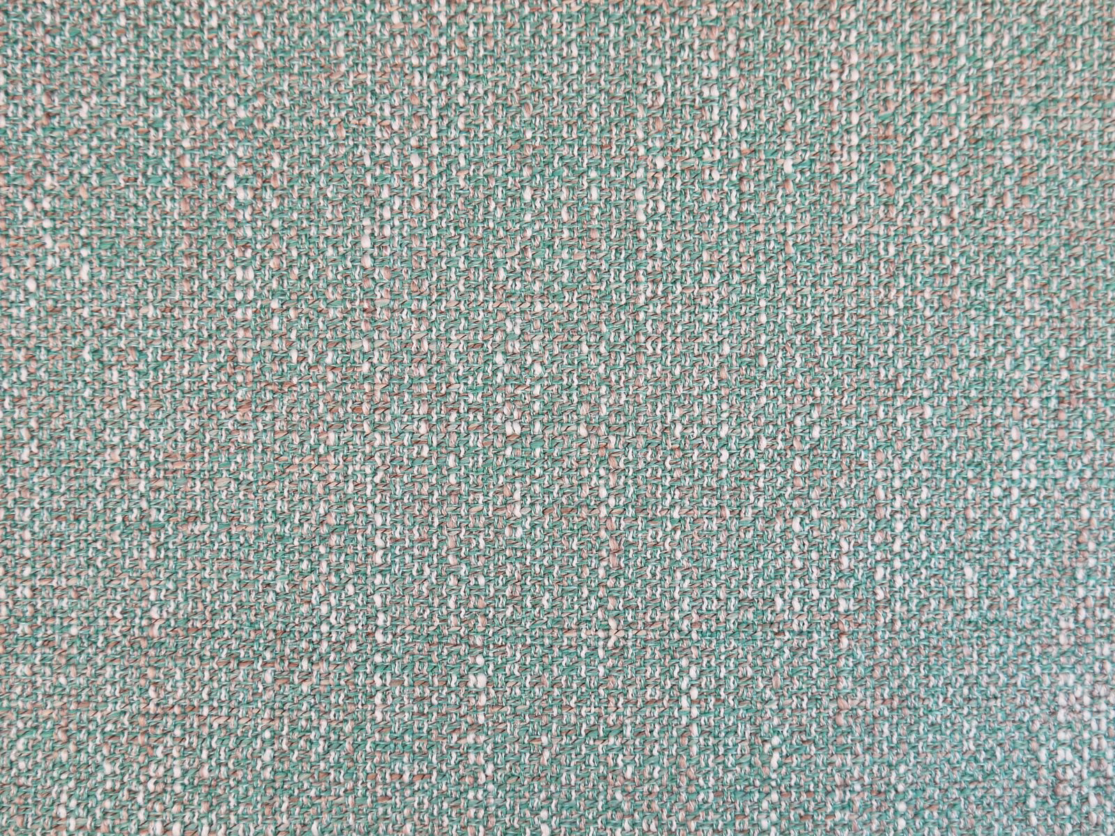 Close-up of muted teal chenille with pink, ivory and sage flecks