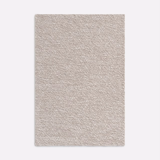 Pale stone-taupe chenille swatch with softly nubby horizontal woven texture
