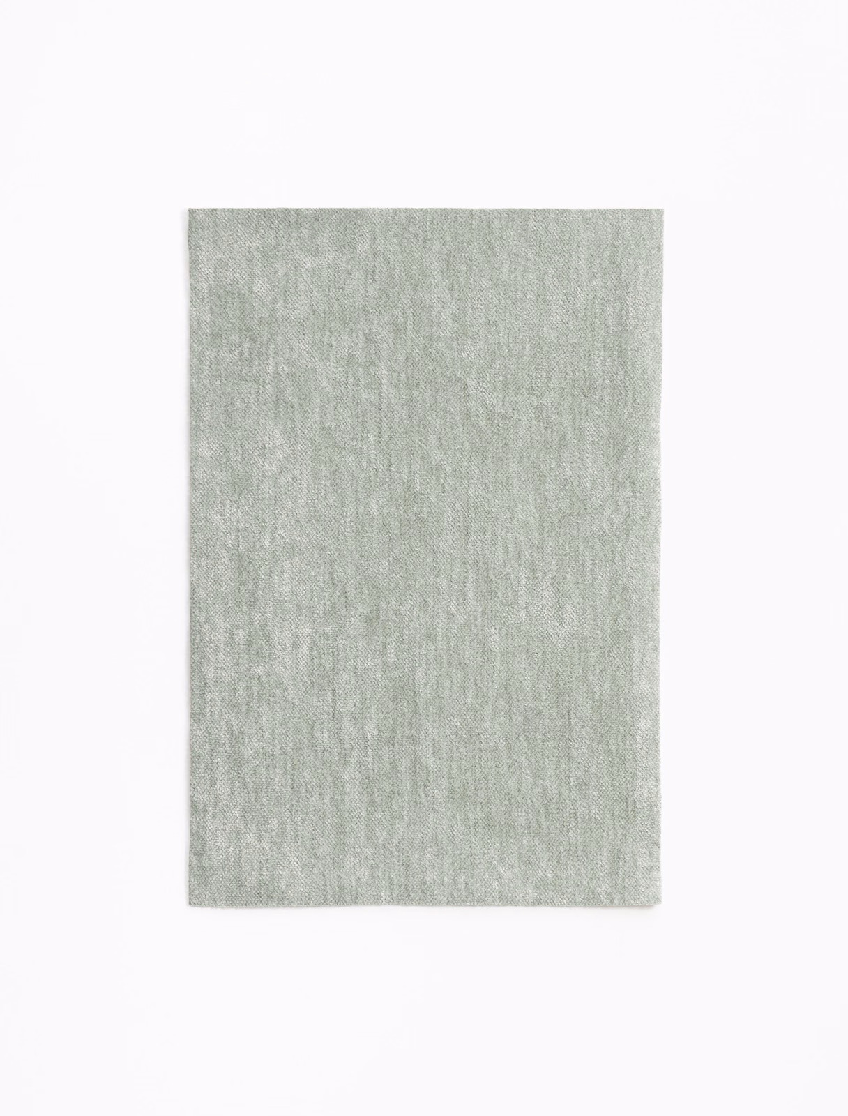 Pale sage-green chenille swatch with soft vertical striations and a brushed texture