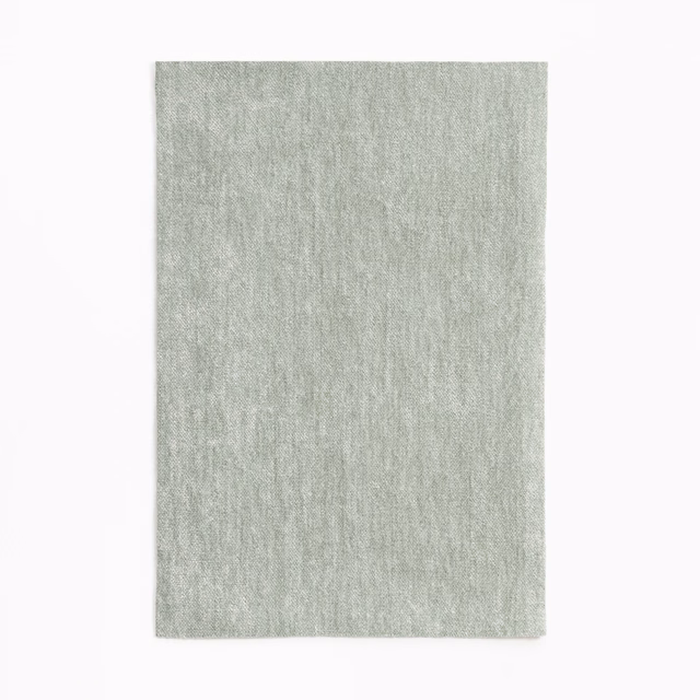 Pale sage-green chenille swatch with soft vertical striations and a brushed texture