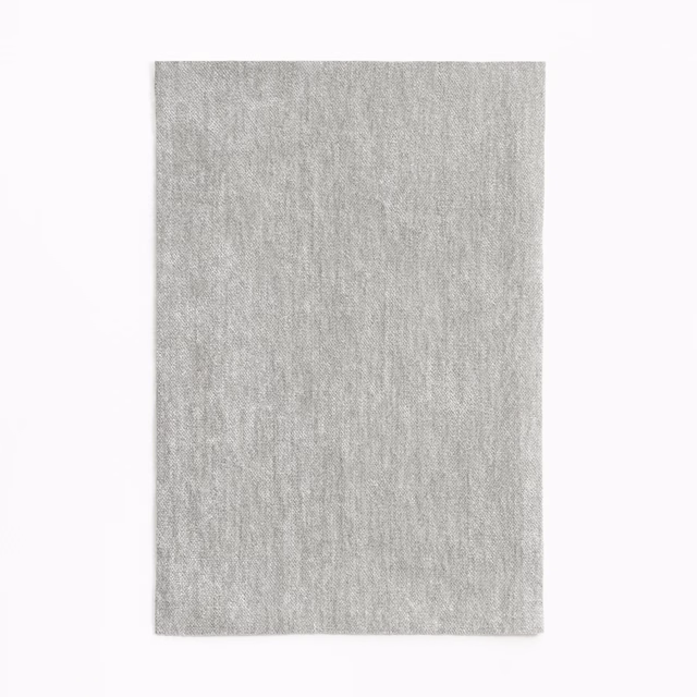 Pale silver-grey chenille swatch with subtle vertical brushed texture