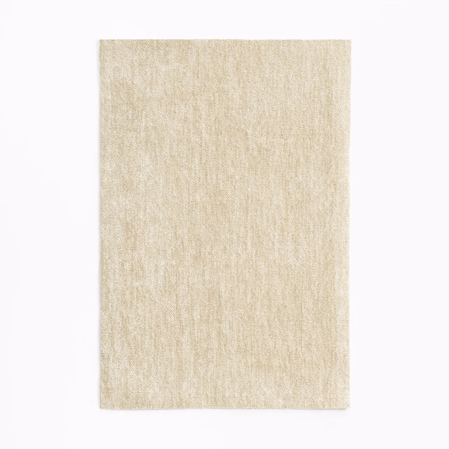 Pale warm beige chenille swatch with fine vertical slub texture and soft tonal depth