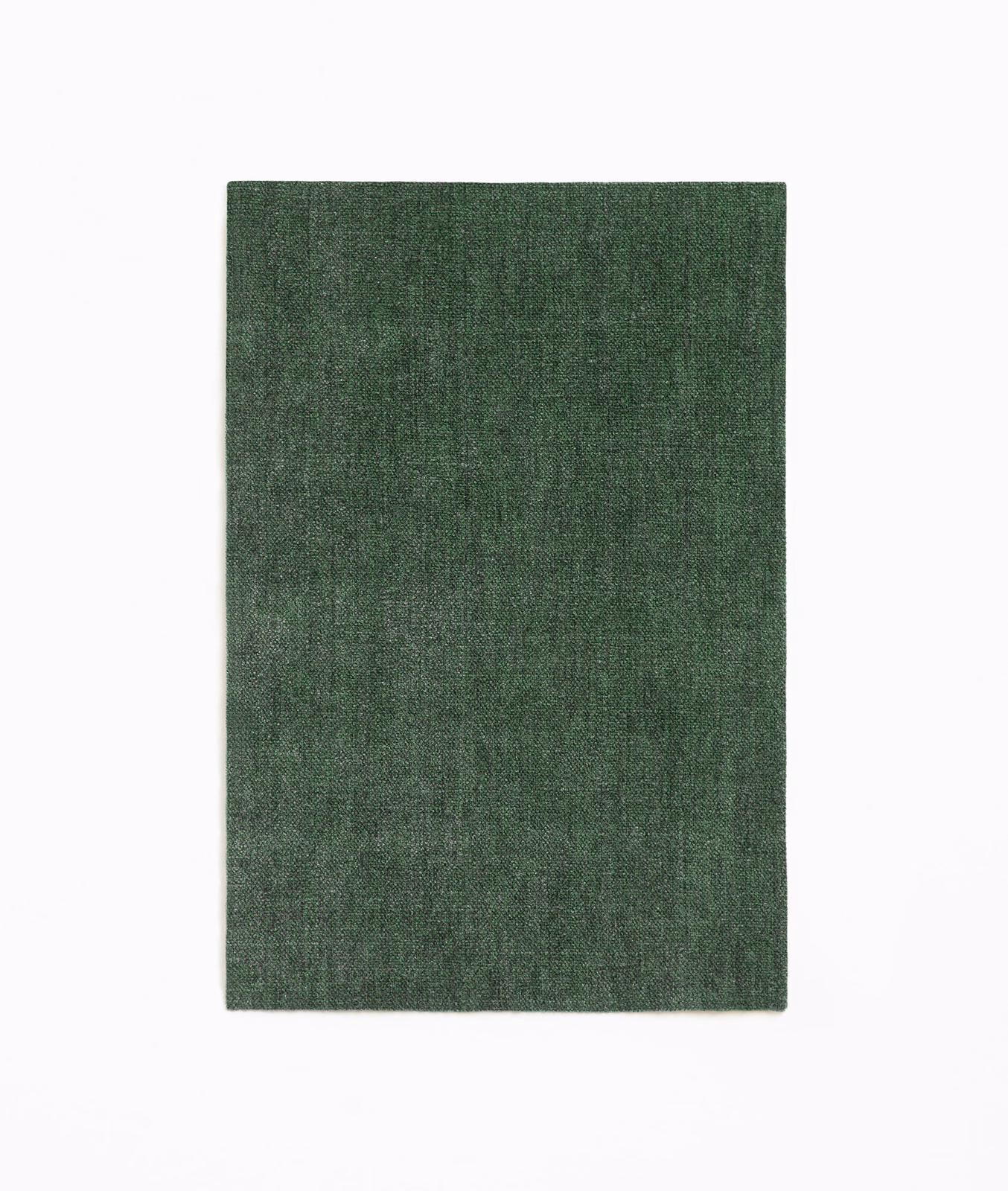 Deep forest green chenille swatch with fine vertical weave and softly mottled texture