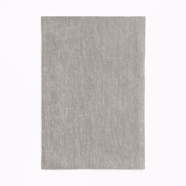 Cool stone-grey chenille swatch with fine vertical slub and softly brushed texture