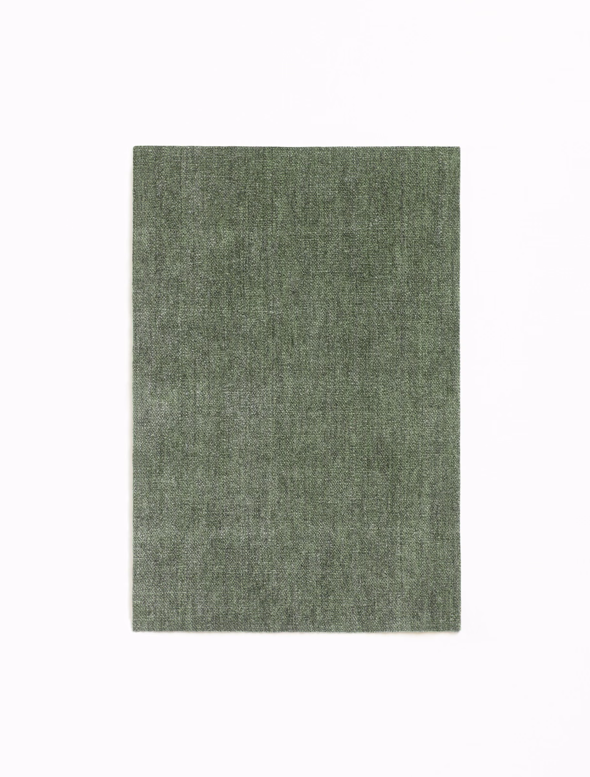 Muted loden-green chenille swatch with fine vertical texture and softly mottled shading