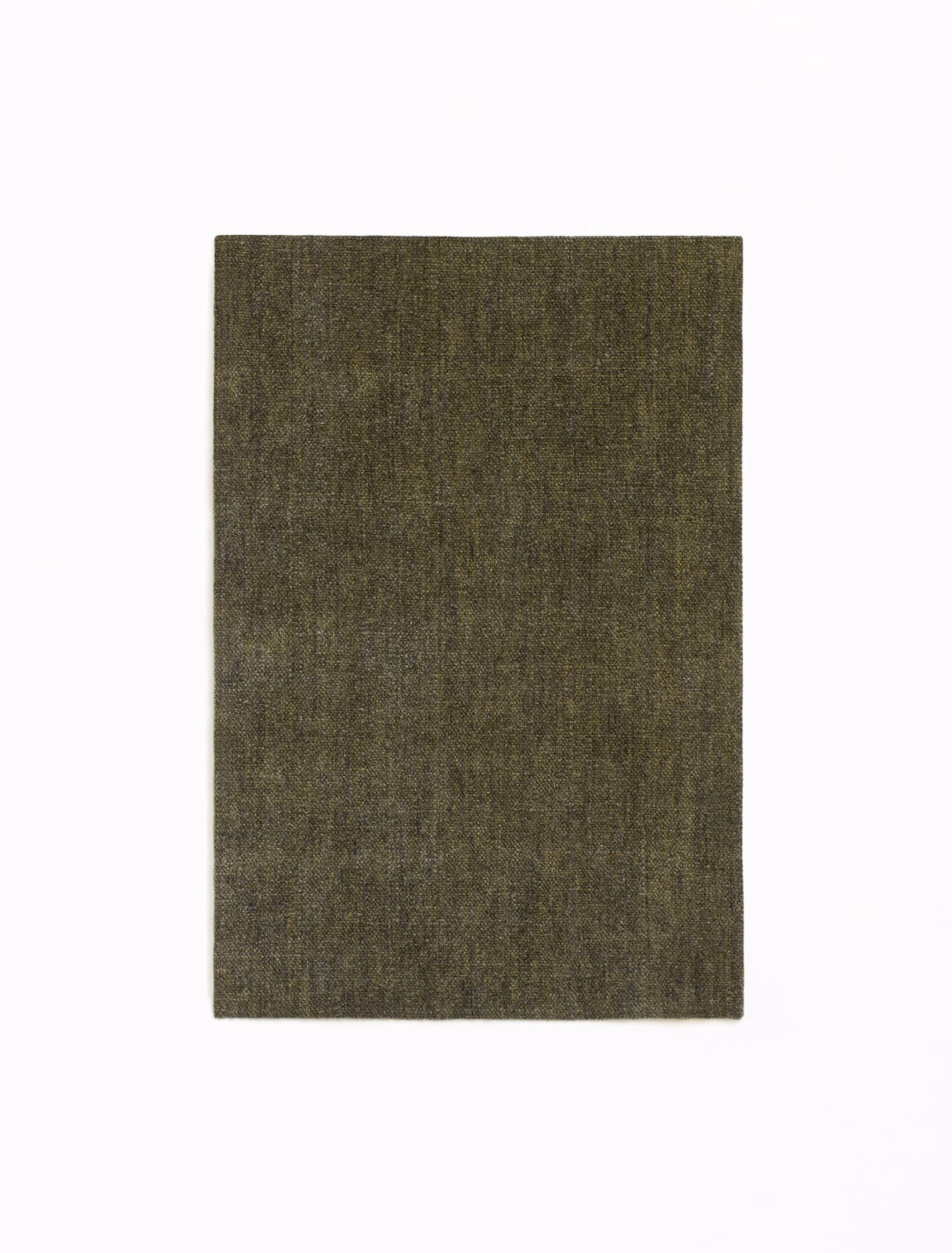 Deep moss olive chenille swatch with fine vertical woven texture