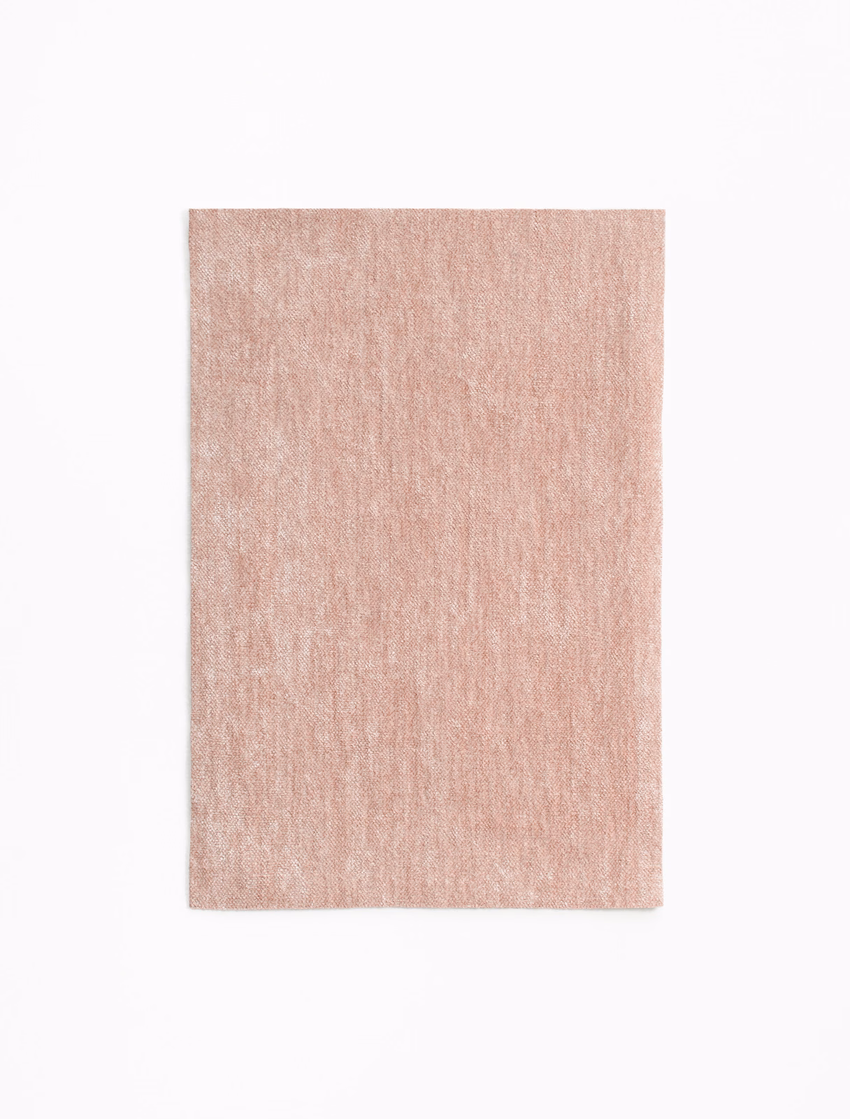 Pale dusty blush-pink chenille swatch with subtle vertical nap and mottled shading