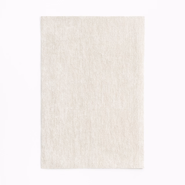 Pale ivory chenille swatch showing a fine, softly brushed vertical texture
