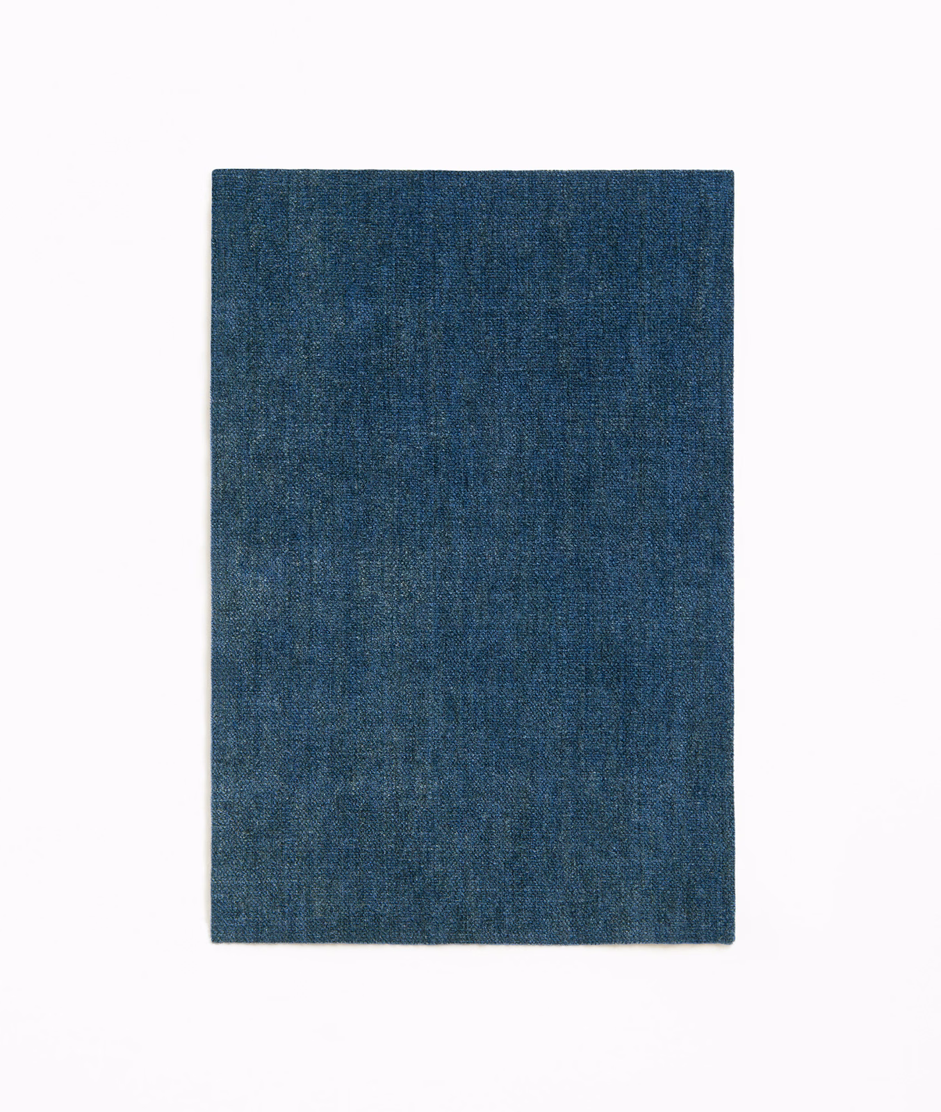 Deep teal-blue chenille swatch with subtle vertical grain and softly mottled texture