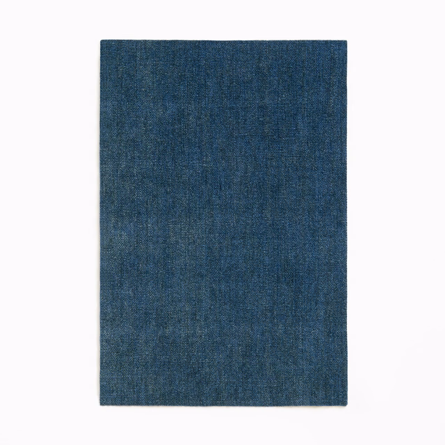 Deep teal-blue chenille swatch with subtle vertical grain and softly mottled texture