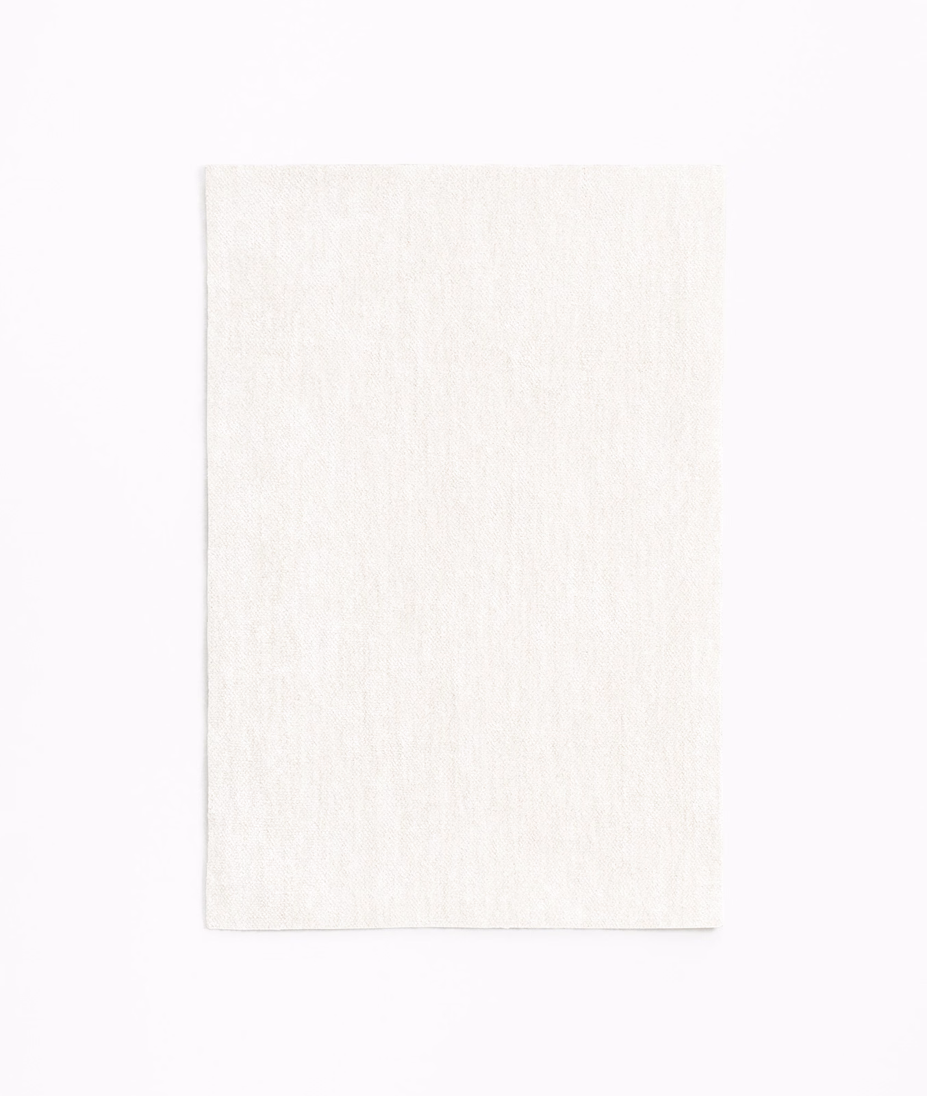 Pale ivory chenille swatch with fine brushed vertical texture