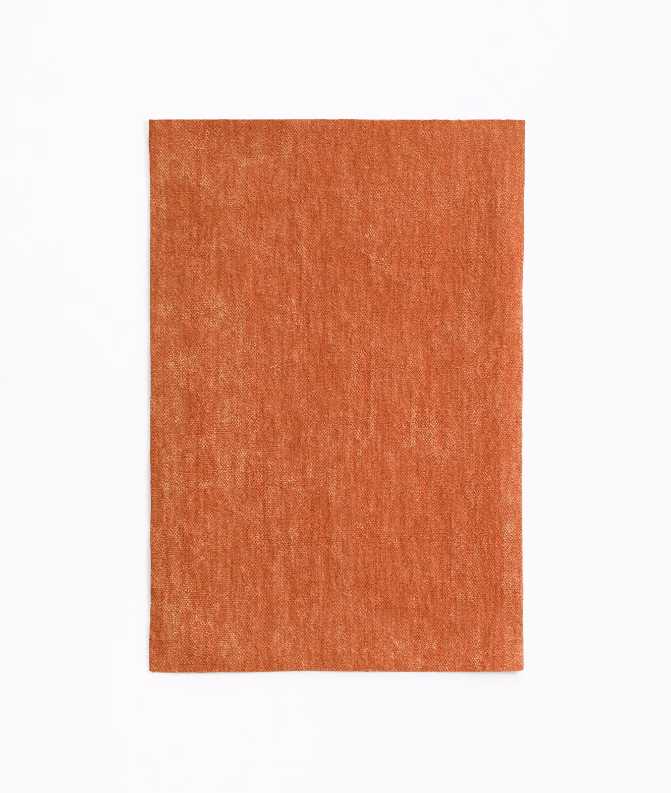 Warm potimarron chenille swatch with fine vertical texture and varied terracotta shading
