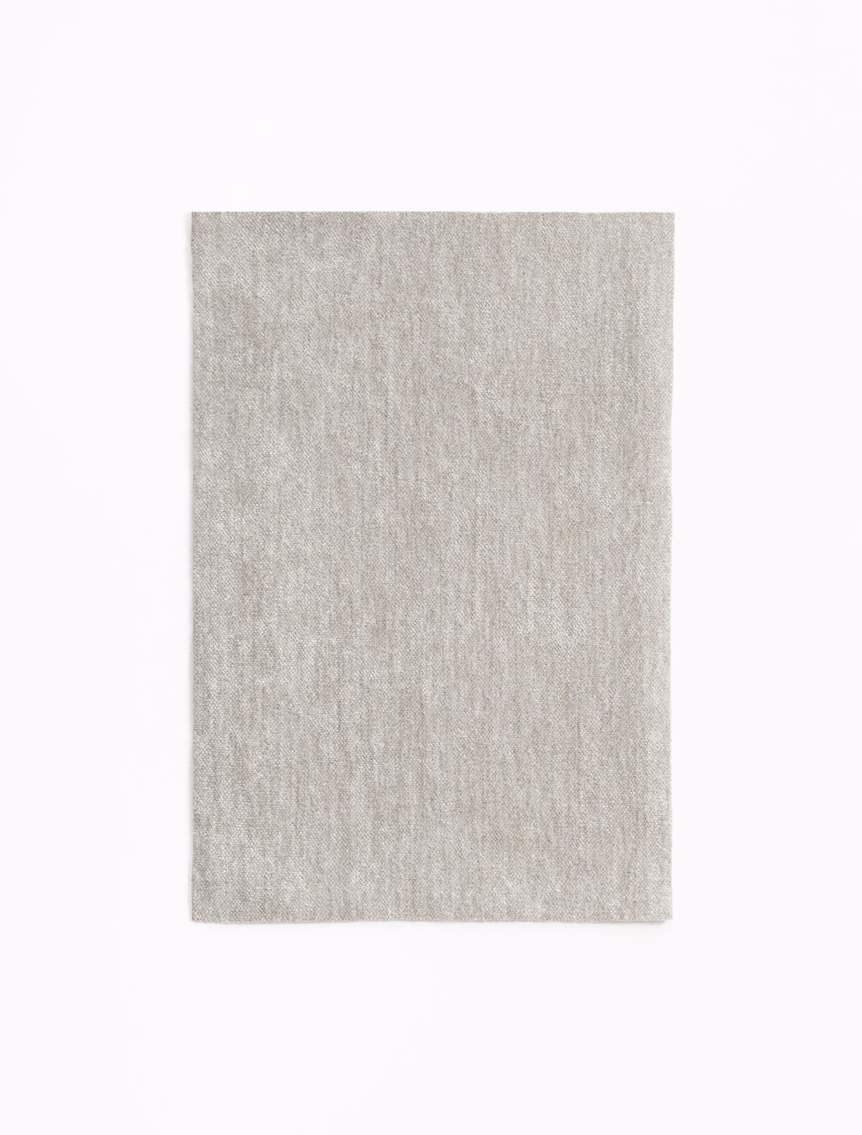 Pale greige chenille swatch with soft vertical striations and a gently brushed texture